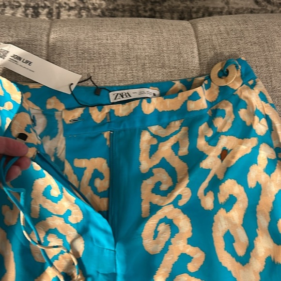 NWT ZARA FLOWING TROUSER SZ L 100% VISCOSE WIDE LEG PANT - Picture 5 of 12